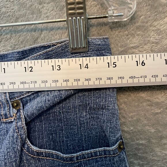 Vtg Let Me B Y2K Women Hip Hop Mid Rise Stretch Flared Blue Denim Jean 16P - Picture 7 of 12